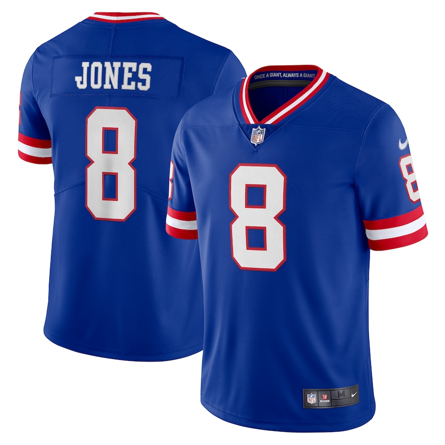 New 2022 Men New York Giants #8 Daniel Jones Nike Royal Vapor Limited NFL Jersey